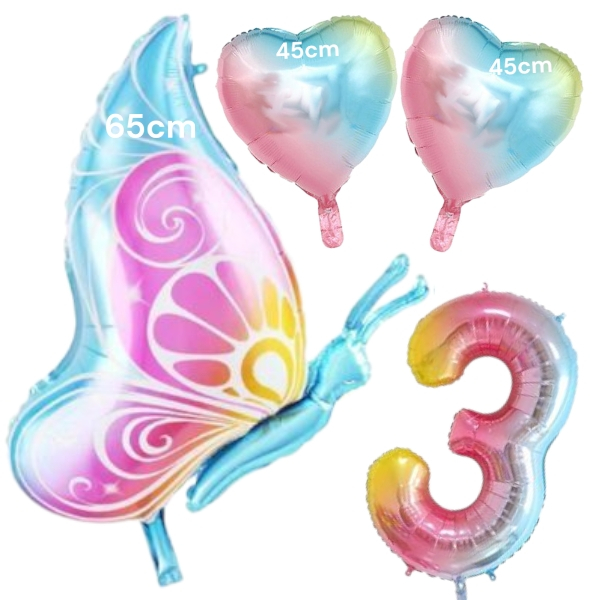 KiT  BORBOLETA GIGANTE COM NÚMERO ROSÉ PINK ROSA BALÃO METALIZADO GÁS HÉLIO OU AR NORMAL TEMA CARNAVAL FANTASIA em Oferta na Shopee