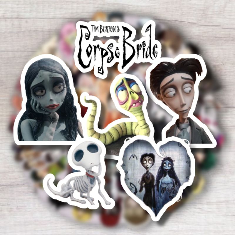 Pack 25/50/100 unidades mini 5cm adesivos de A Noiva-Cadáver Corpse Bride Tim Burton figurinhas stikers terror halloween