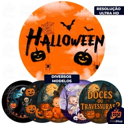 Capa Painel de Festa Mesa 50x50Cm - Tema HALLOWEEN DIA DAS BRUXAS - Diversos modelos - Tecido Sublimado C/ Elástico FIRE