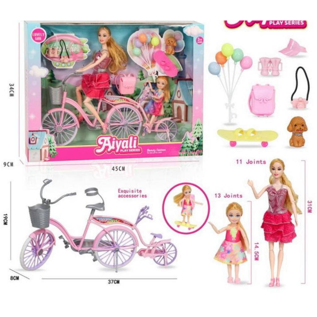 Boneca Fashion bella com Bicicleta Dupla e Filhinha – Conjunto Divertido com Acessórios Menina em Oferta na Shopee