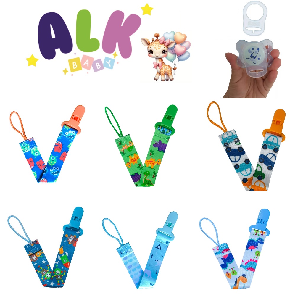 1 Prendedor de chupeta + 1 Anel adaptador para chupeta sem alça mam nuk.