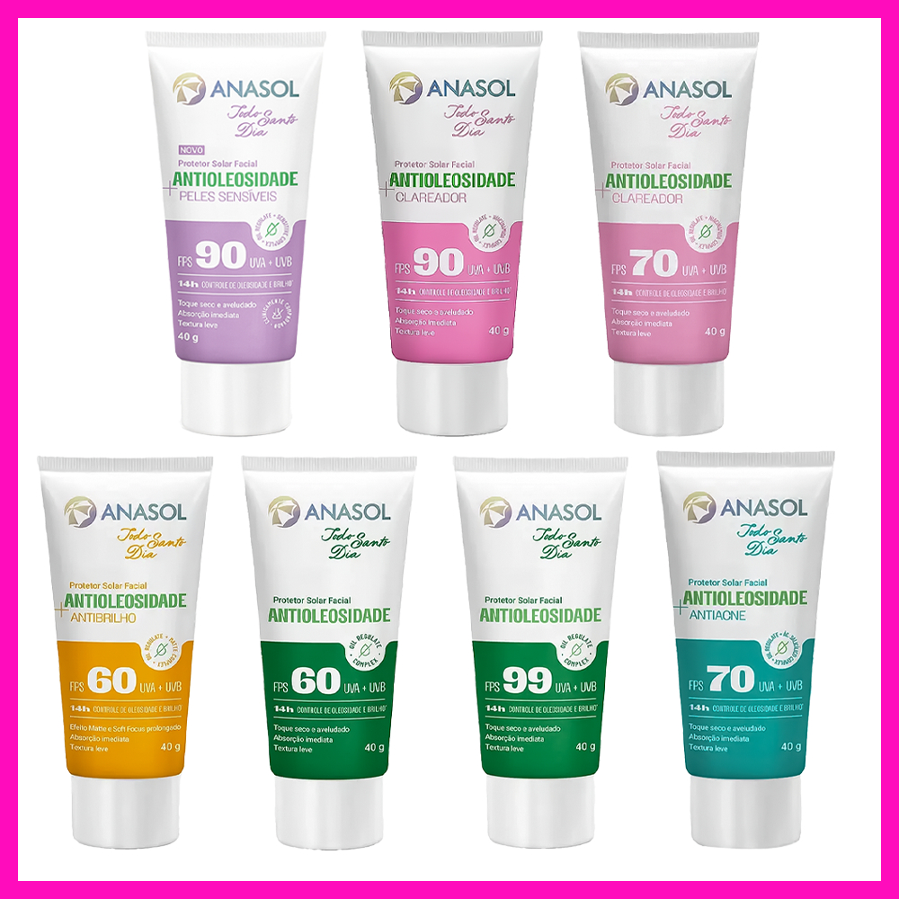 Anasol Todo Santo Dia Protetor Solar Facial 40g (14h de Controle de Oleosidade e Brilho) em Oferta na Shopee