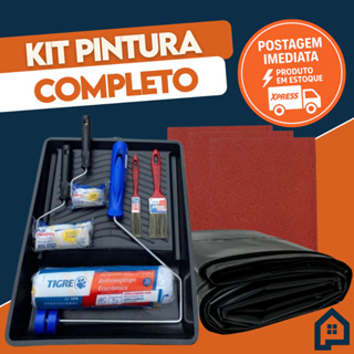 Kit Pintura De Parede Rolo Lã Com Lixa E Pincel + Lona C/ 13 Peças em Oferta na Shopee