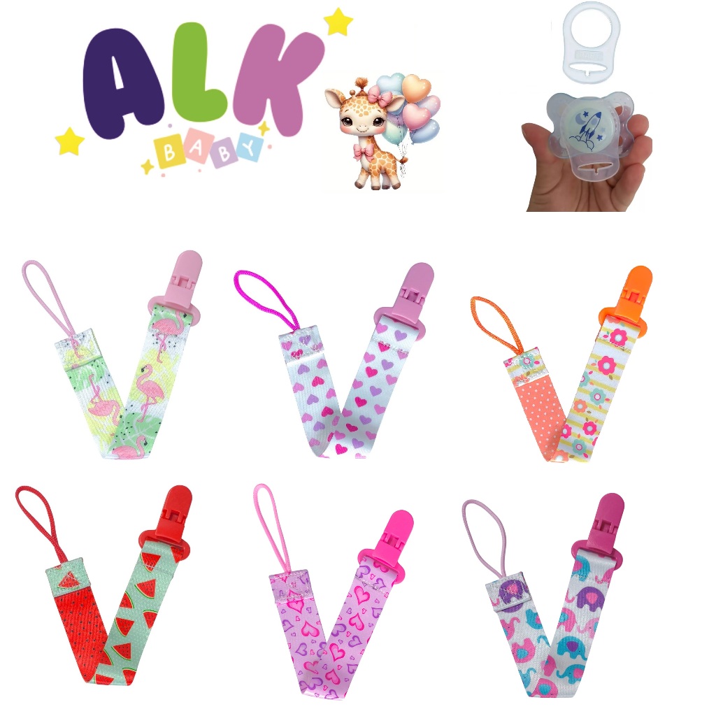 1 Anel adaptador chupeta sem alça + 1 Prendedor Chupeta menina serve mam nuk lillo