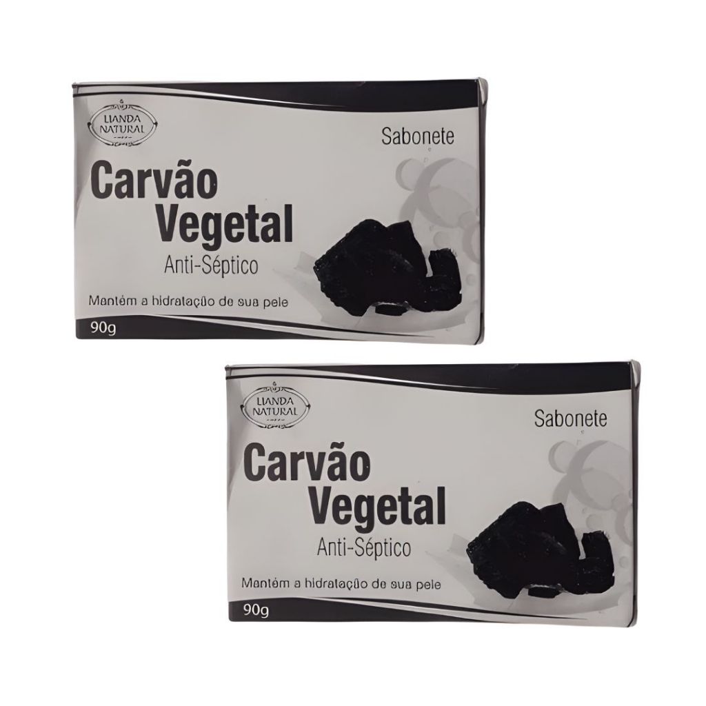 Kit 2 Sabonete em Barra Carvão Vegetal Controle Oleosidade Lianda Natural - 90g