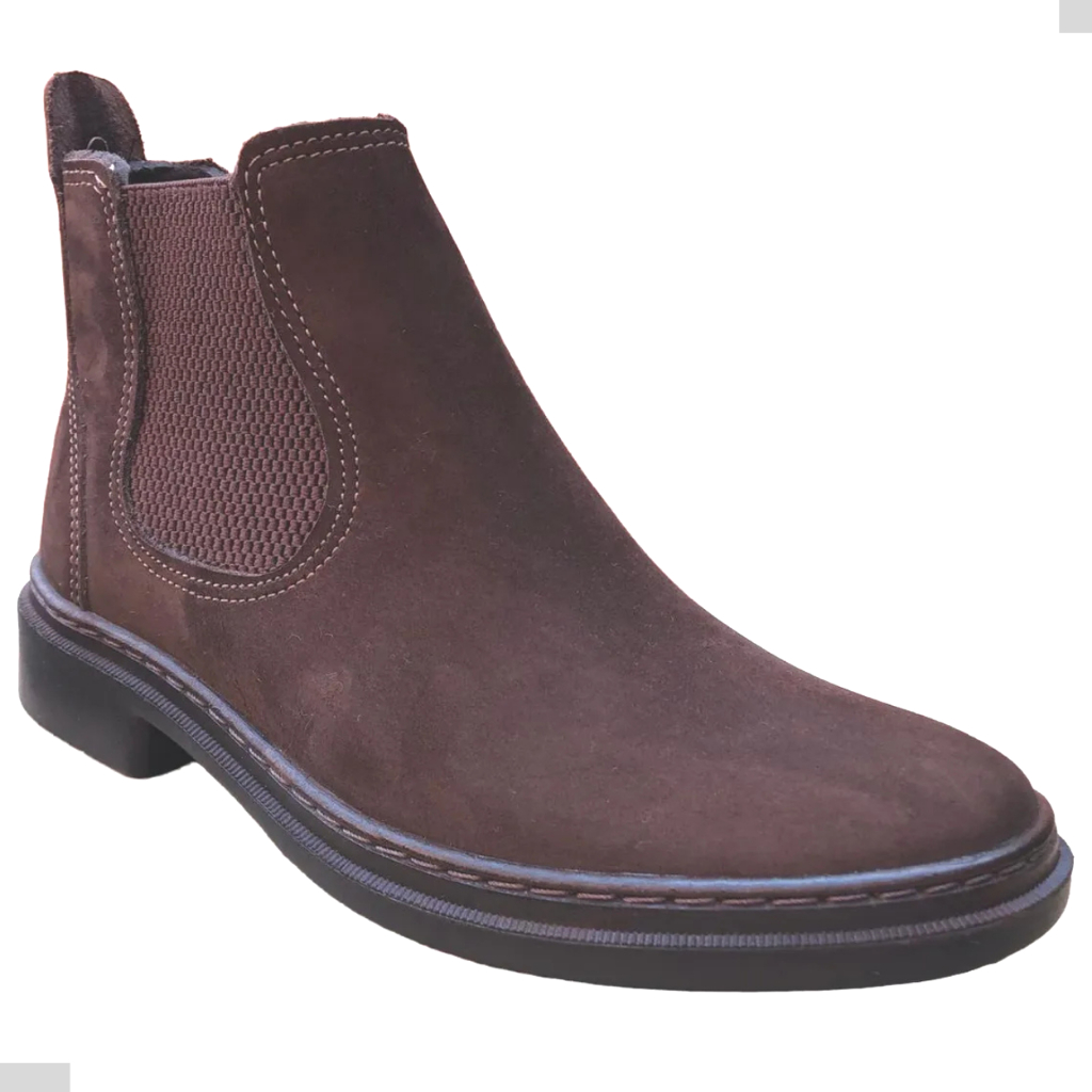 Bota Masculina Em Couro Legitimo Botina Estilo Chelsea Solado Borracha Costurado Cano Medio Curto