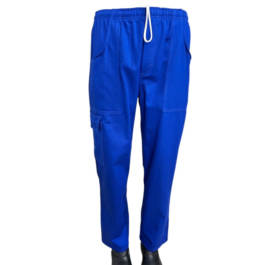 Calça Brim Cargo Uniforme Profissional Para Serviço Azul Royal