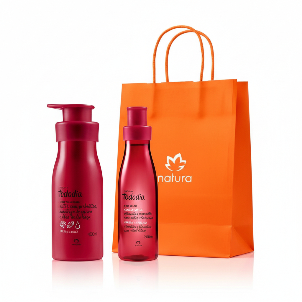 Kit Presente Cereja e Avelã Creme Body Sacola Natura