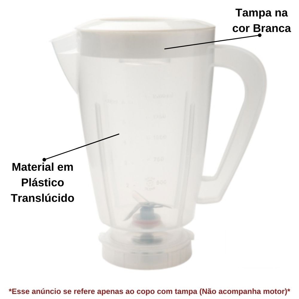 3005 Copo Compatível Walita RI2044  - Clean Translúcido com Tampa Branca – Mebrasi Modelo 3005
