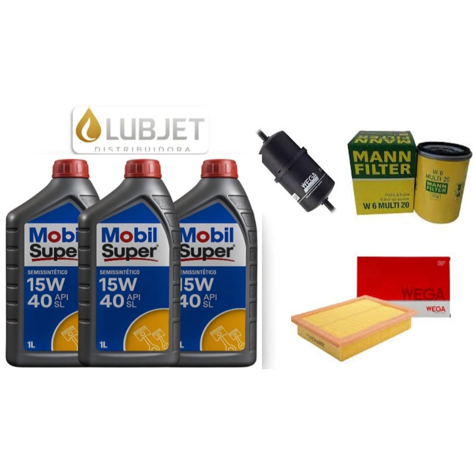 Kit 03 Litros de Óleo Mobil 15W40 Fiat Fire Uno/Fiorino + Filtros Óleo, Ar e Combustível em Oferta na Shopee