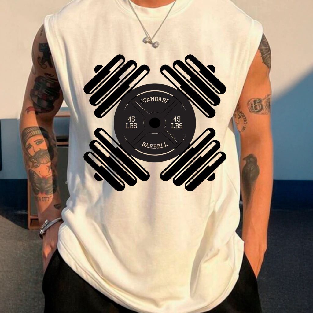 Regata Oversized STREETWEAR Estampa Halteres Fitness Academia Lazer Super Confortável