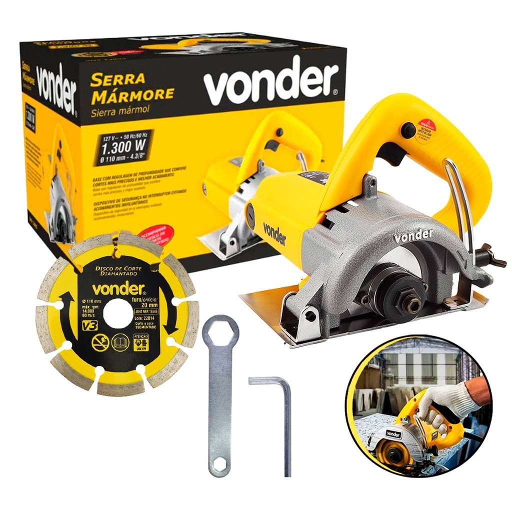 Kit Serra Mármore Profissional Modelo Tipo Makita Vonder Smv1300s Madeira Concre