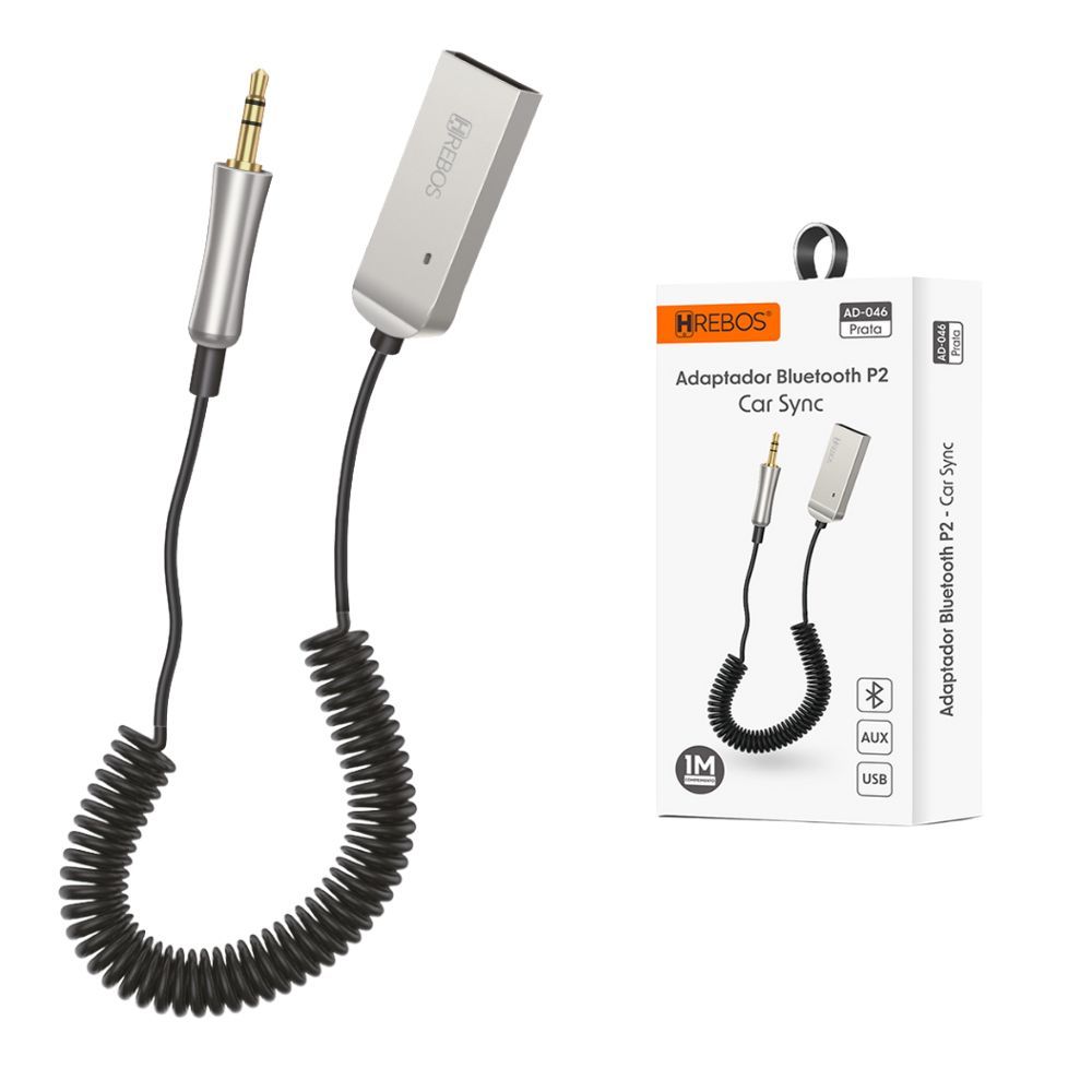Adaptador Receptor Bluetooth Veicular CarSync Usb P2 Musica Som Chamada Carro Hrebos