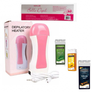 KIT Aparelho Aquecedor De Cera Quente Roll On + Refil De Cera Rolon + Papel em Oferta na Shopee