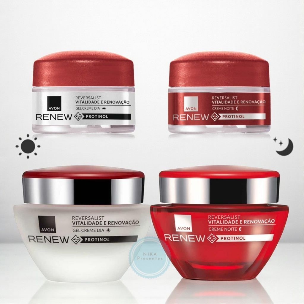 Renew Avon Kit: Reversalist 30+ Creme Antissinais Dia e Noite 50g cada | 15g cada+Gel Limpeza Face  | ou 15g cada