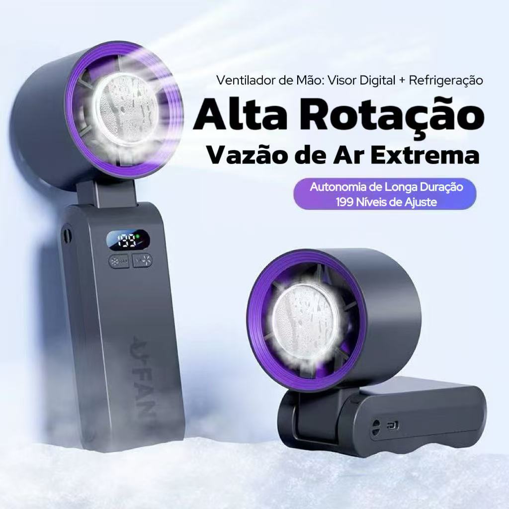 Ventilador Portátil 2025 com Geladeira - Frio Real, Uso em Pescoço e Mãos, 10h de Uso e Dobrável