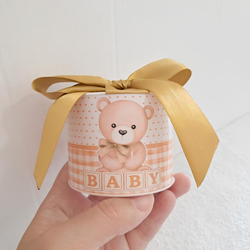 Kit 10 tubolatas personalizadas 5x6.Chá Revelação  Ursinho Dourado ,Lembrancinhas para aniversários ,mimos para festas.