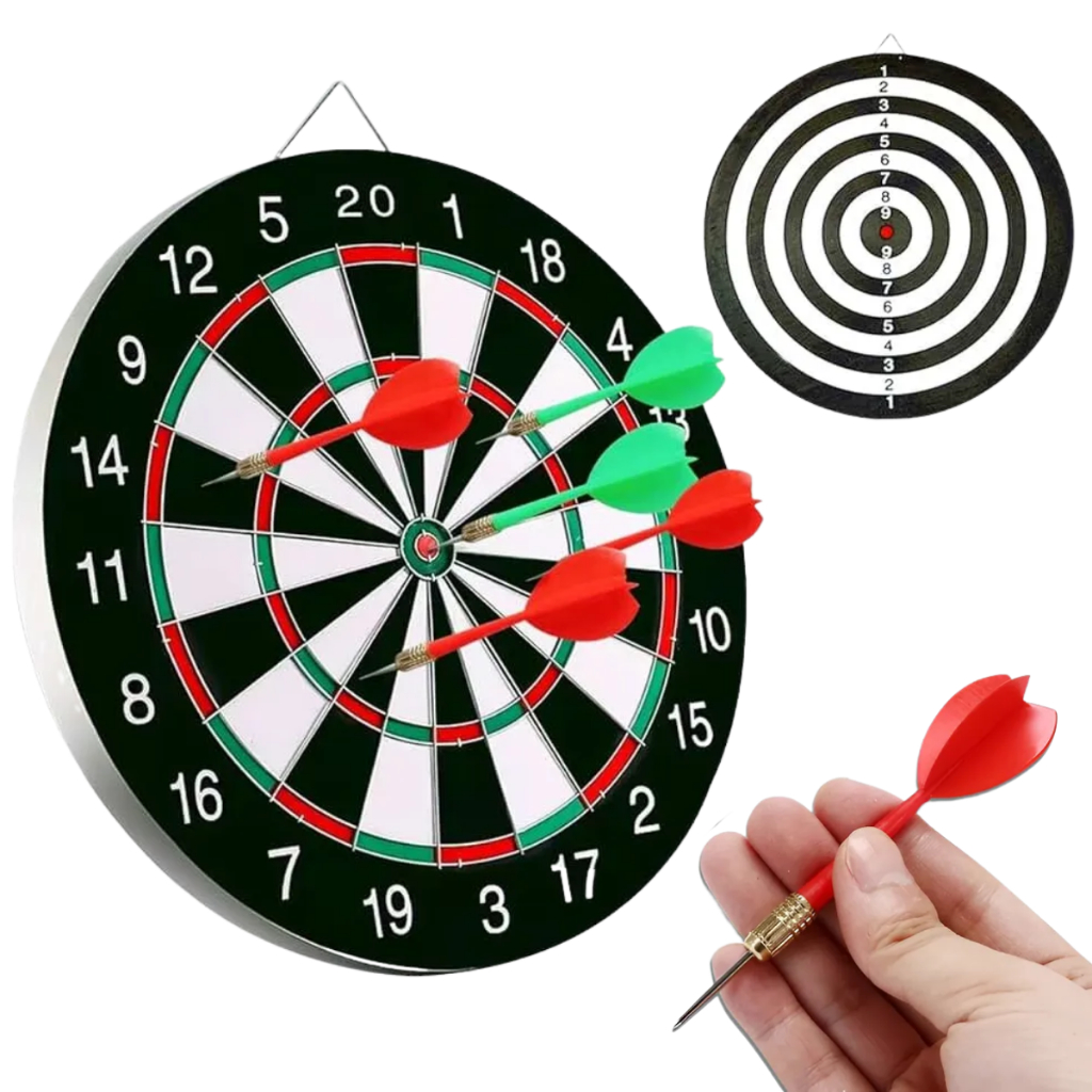 Jogo De Dardos Profissional Grande Alvo Certo 4 Dardos Grande Tiro ao Alvo Dupla Face Magnético