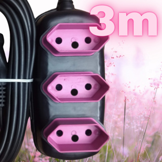 Régua Extensão Elétrica 3m PP Tripolar Entrada 3 Pinos Rosa e Azul em Oferta na Shopee