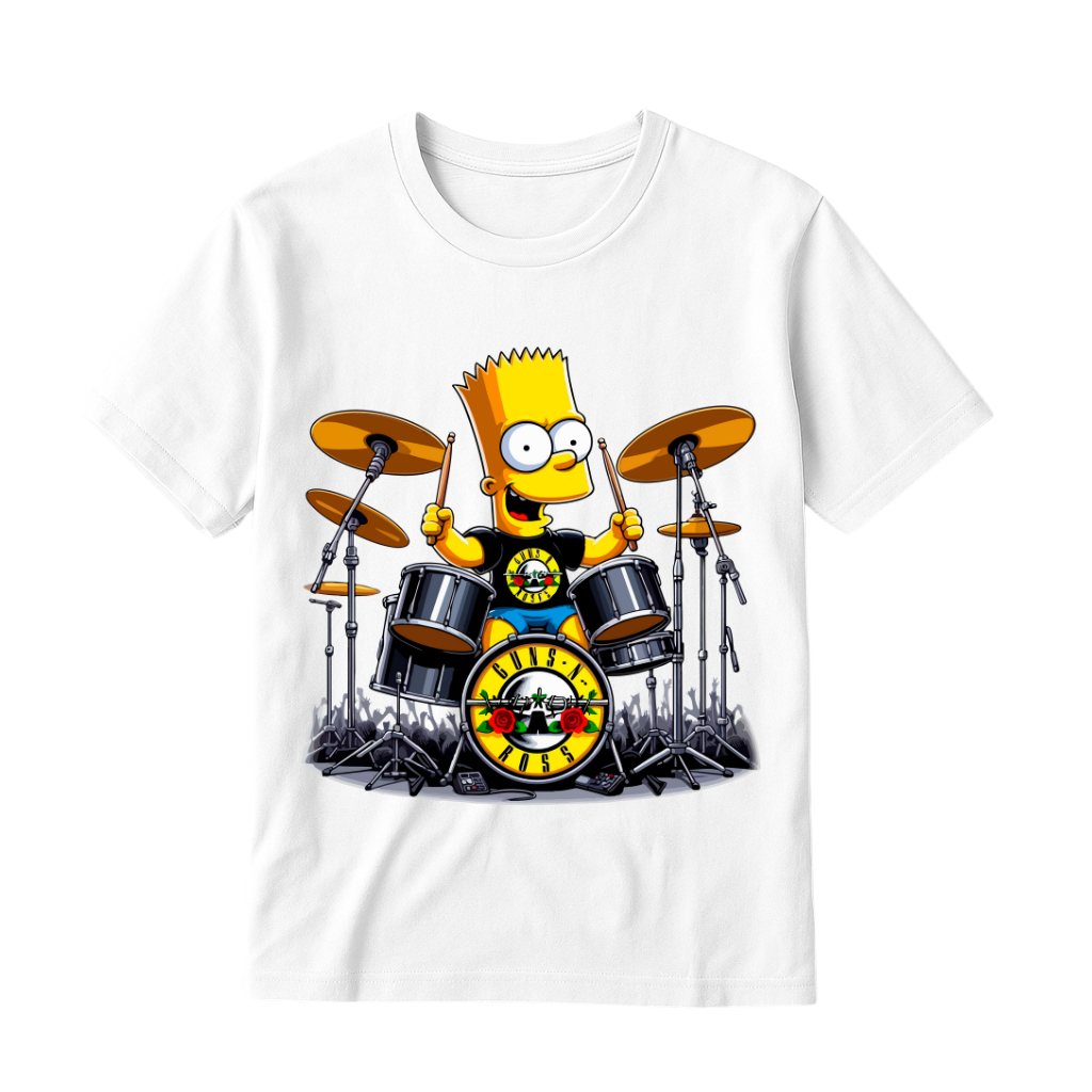 Camiseta Basica Estampada Camisa 100% Algodão Unissex Simpsons Banda Guns And Roses