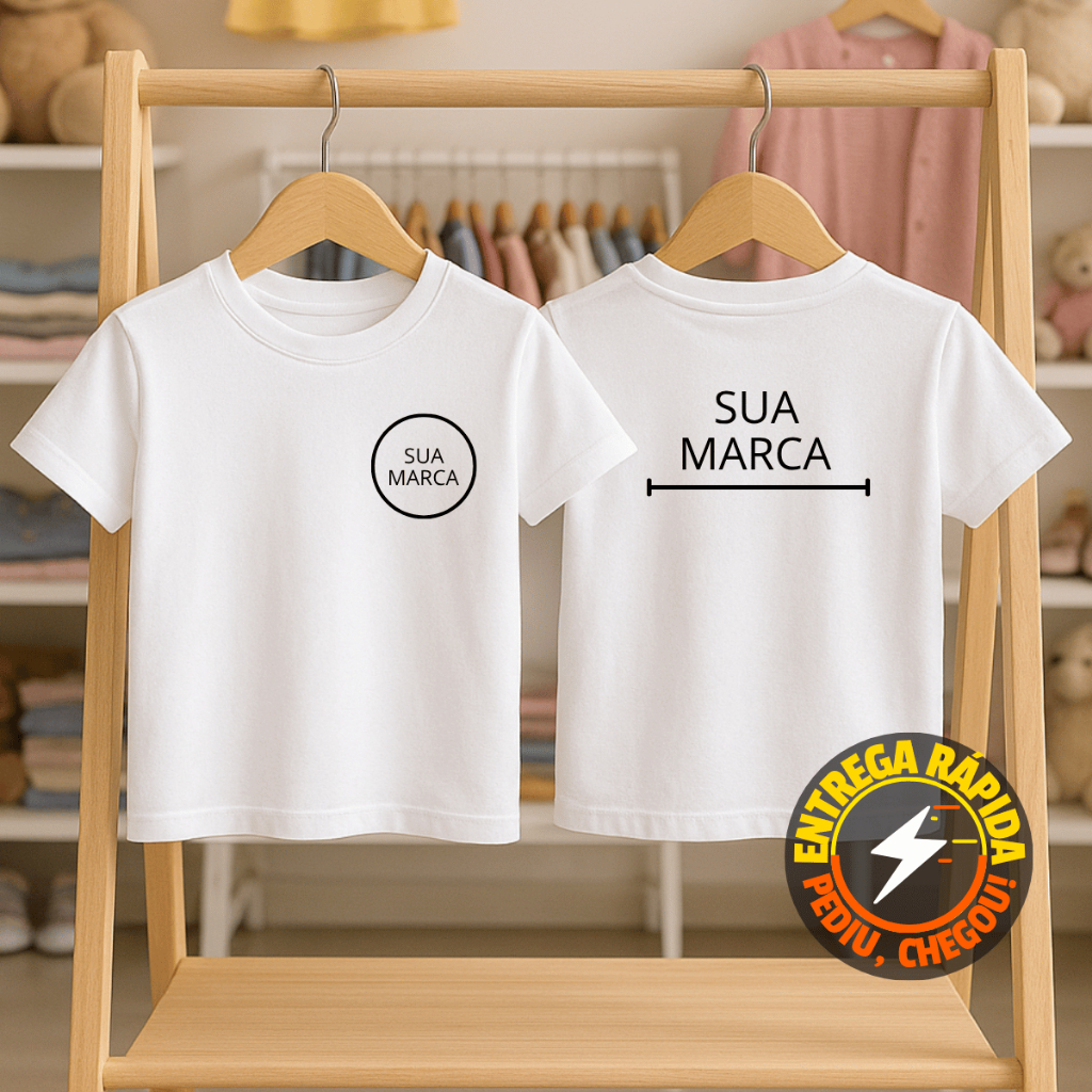 Camiseta Infantil  Unissex 100% Algodão Personalizada – Uniforme  Escolar e Empresa | Do 02 ao 14| – SUA MARCA AQUI em Oferta na Shopee