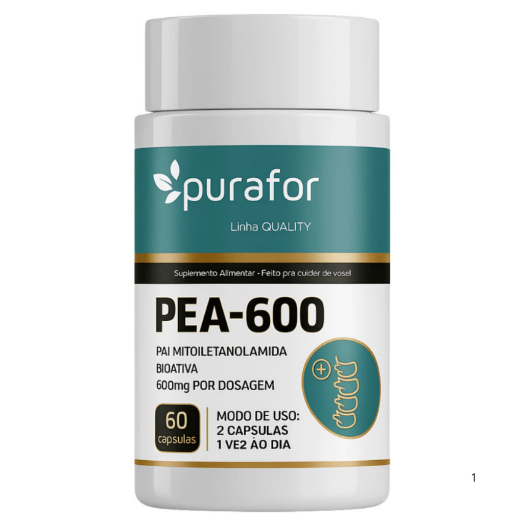 Pea 600 Palmitoiletanolamida 600mg 60 Capsulas Pea Bioativa anti Inflamatório Natural Suplemento