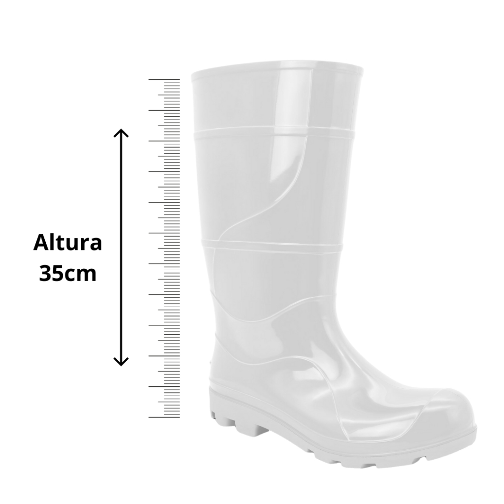 Bota PVC Impermeável Cano Longo Branca com Forro Cartom 300BF  CA 51055