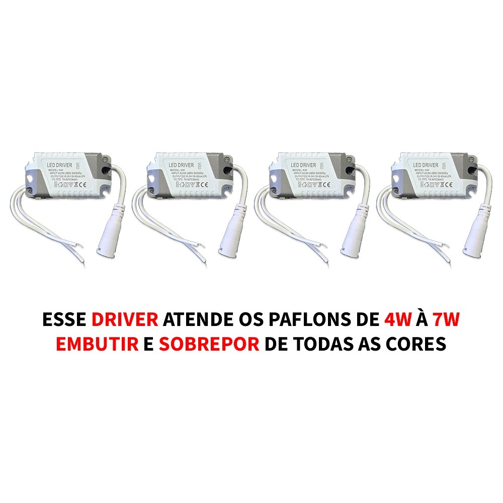 4 Driver Led Reator Fonte Para Plafon 4w A 6w (7w) Bivolt
