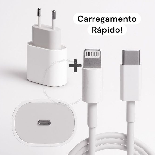 Kit Carregador Turbo De iPhone Fonte com Cabo Carregamento Rápido 35W