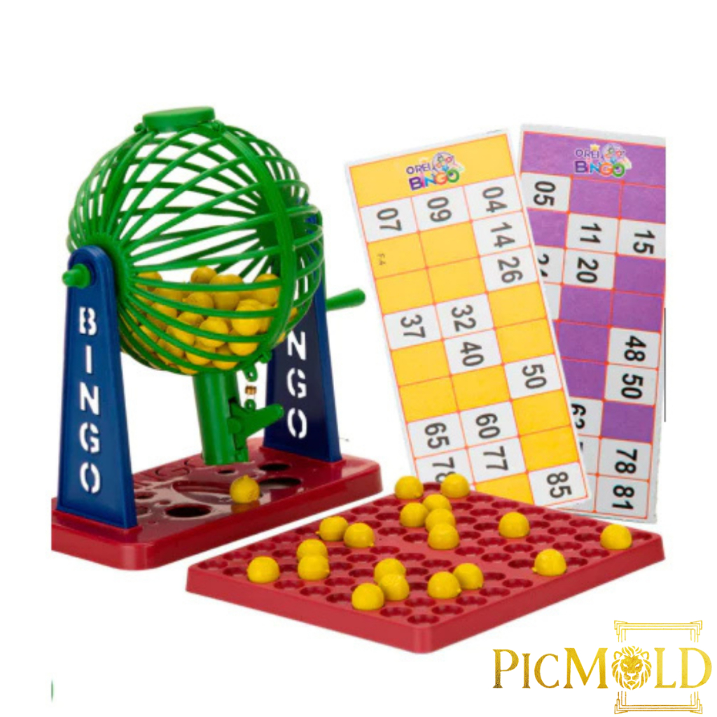 Bingo Jogo de Mesa Completo Tabuleiro Dispenser De Bolinhas com 12 Cartelas Dikamais em Oferta na Shopee