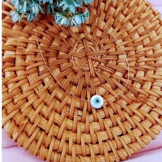 Colar nylon olho chocker grego redondo acabamento em aço inox