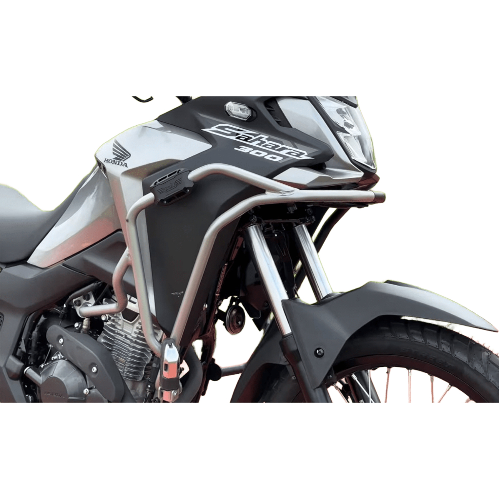 Protetor de Motor e Carenagem Prata com pedaleira Braz - Honda Sahara 300 2024 2025 2026