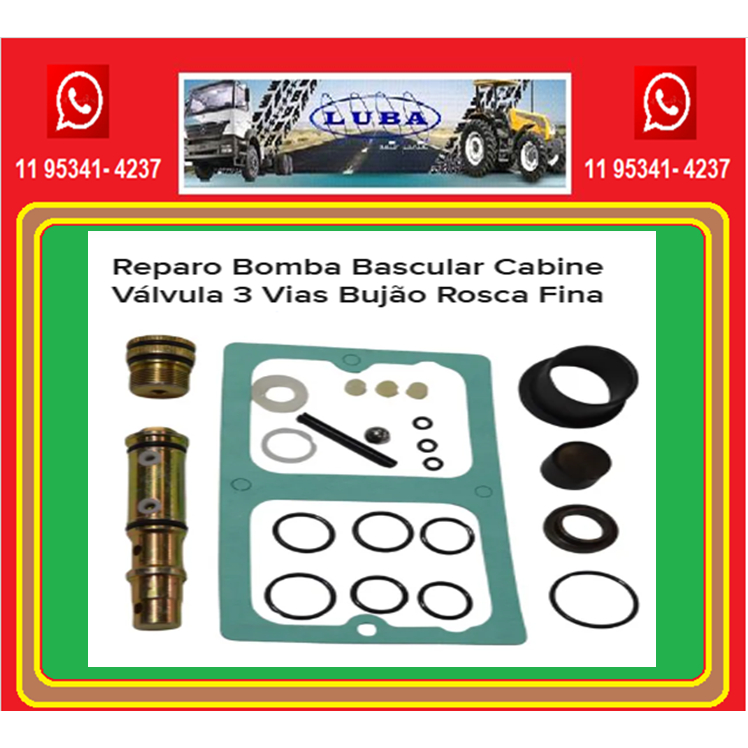 Reparo Bomba Bascular Cabine Válvula 3 Vias Bujão Rosca Fina