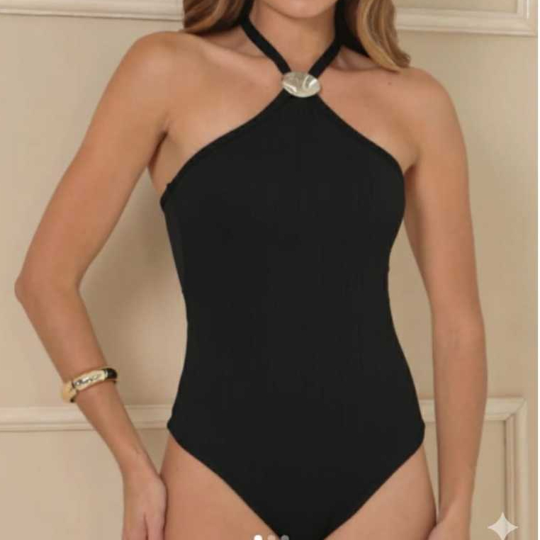 Body com aplicação concha com bojo Ana Julia