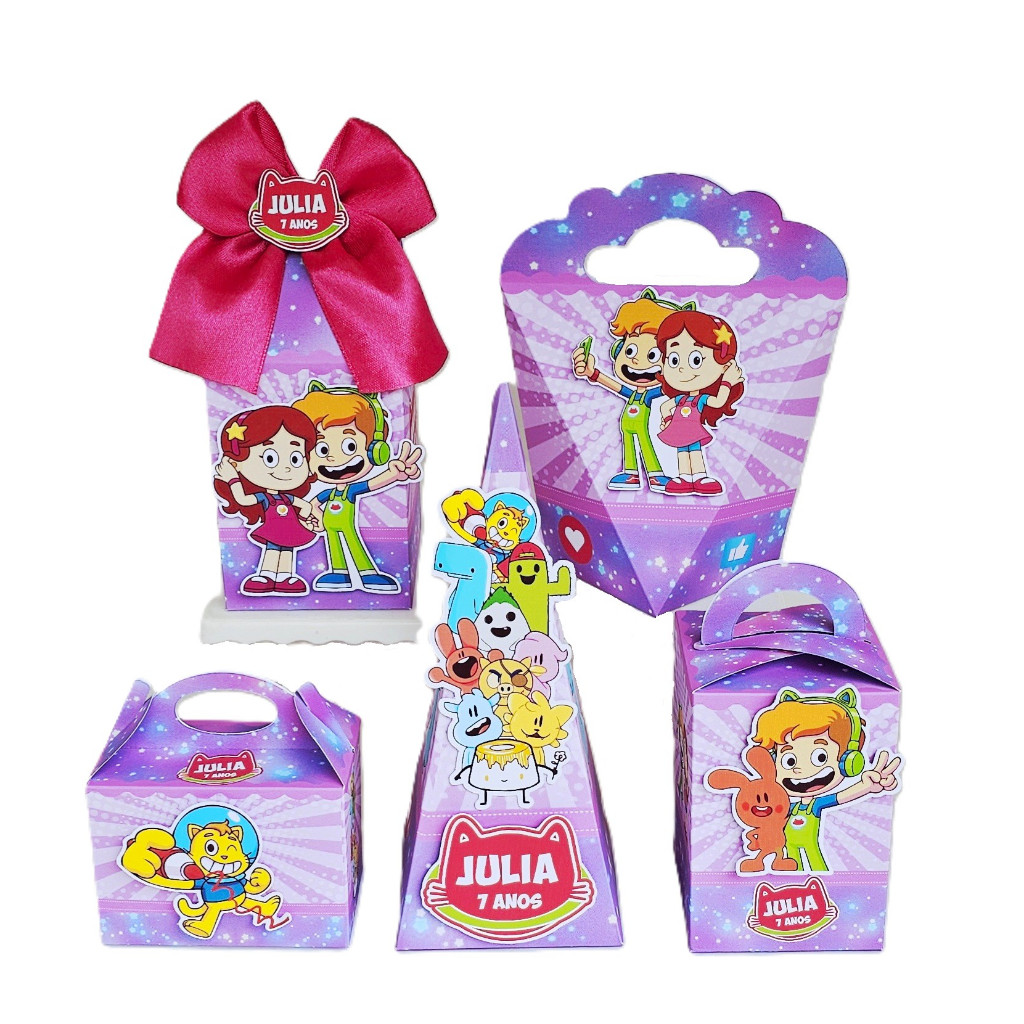 Kit GATO GALÁCTICO Caixinhas 3D Lembrancinhas Personalizadas Papelaria Festa