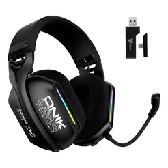 Headset Gamer RGB Sem Fio Wireless 2.4GHz Bluetooth 5.3 Wired USB -C Microfone Para PS5 PC e Celular