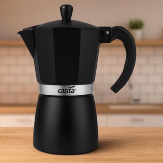 Cafeteira Italiana Casita 6 ou 9 Xícaras (300ml ou 450ml) em Alumínio Preto em Oferta na Shopee