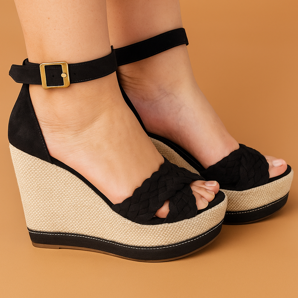 Sandália Feminina Salto Anabela Confortável Várias Cores Camurça Trançada Blogueira Influencer em Oferta na Shopee