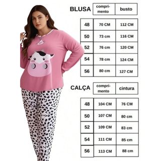 PIJAMA FEMININO PLUS SIZE PIJAMA DE LONGO DE FRIO EM MALHA