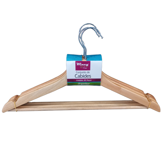 Cabides de madeira marca Wincy novos e resistentes pendurar roupa armário guarda roupa organizado - kit com 3 novos