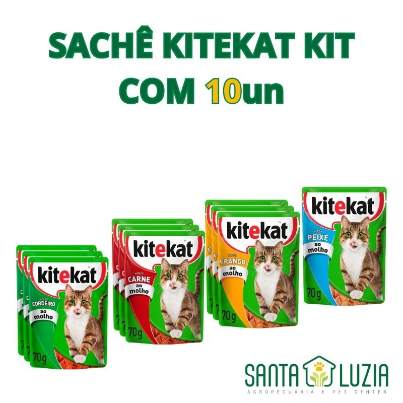 KITEKAT SACHE PARA GATOS KIT COM 10 UNIDADES em Oferta na Shopee