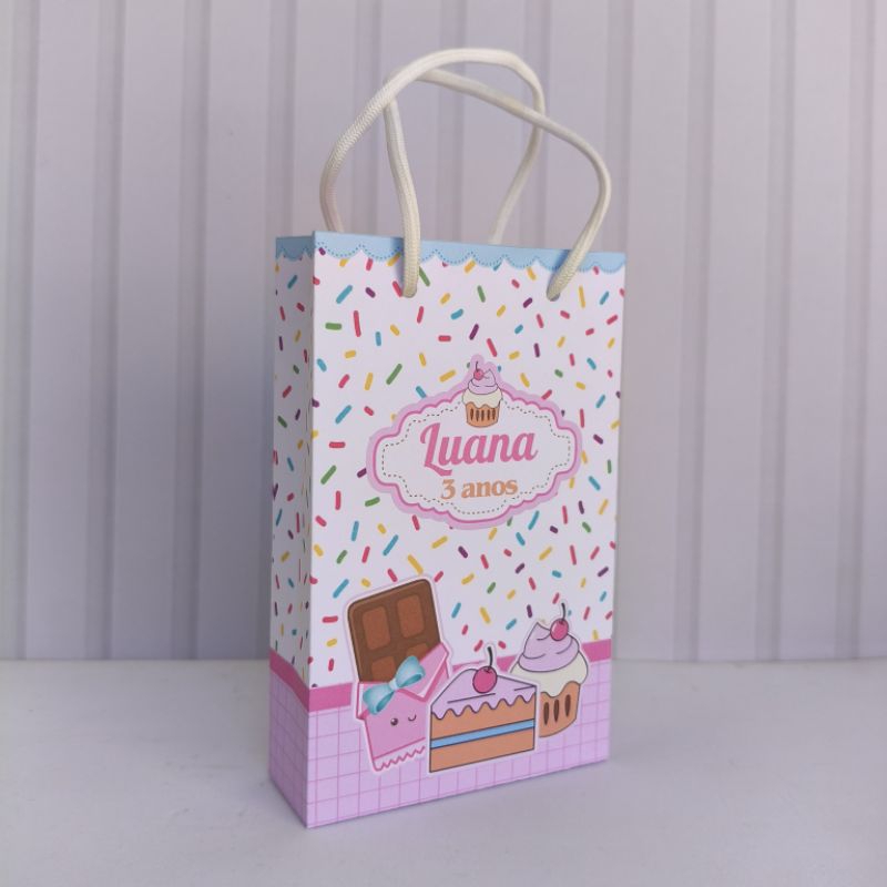 Sacolinha Personalizada Confeitaria Guloseimas Lembrancinha para Festa de Aniversário - Sacolas
