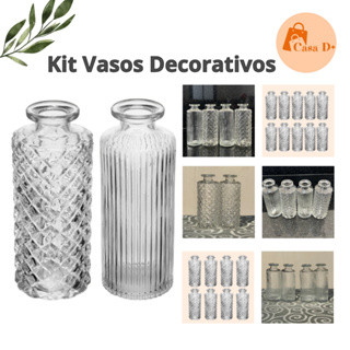 Kit Vasos de Vidro Decorativos Lyor 13 cm x 5 cm Decoração Casamento Festa Sala Flores Elegante em Oferta na Shopee