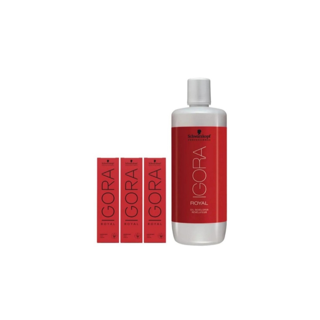 Kit Schwarzkopf Professional Igora Royal 3x Coloração  + 1 Oxigenada 20vol 1L