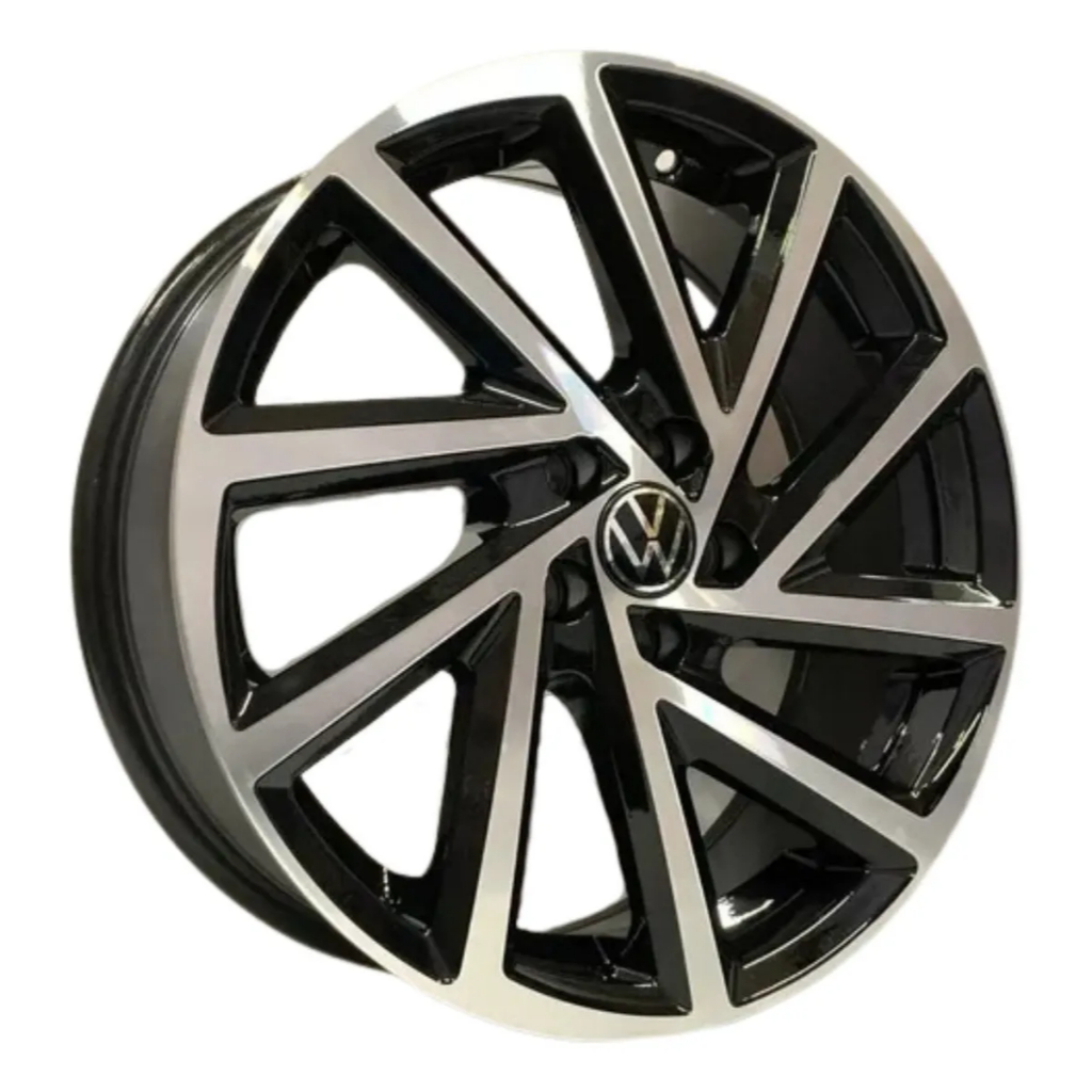 Kit 4 Rodas Aro 17 5x100 R-seven Vw Fox Polo Golf Cross foxPreta Diamantada Scorro S275