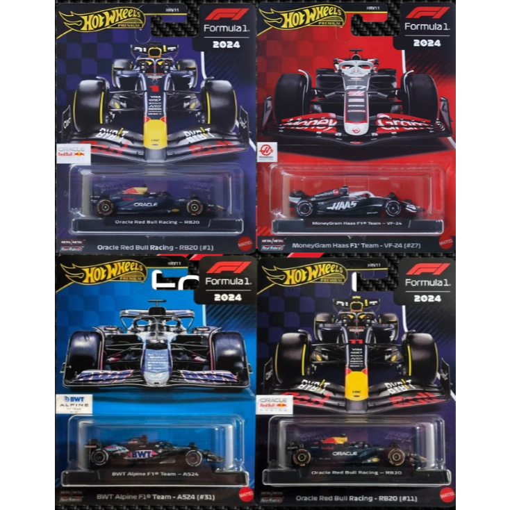 Miniatura Formula 1 Hot Wheels Premium Red Bull, BWT, MoneyGram, Haas Peça já o seu!