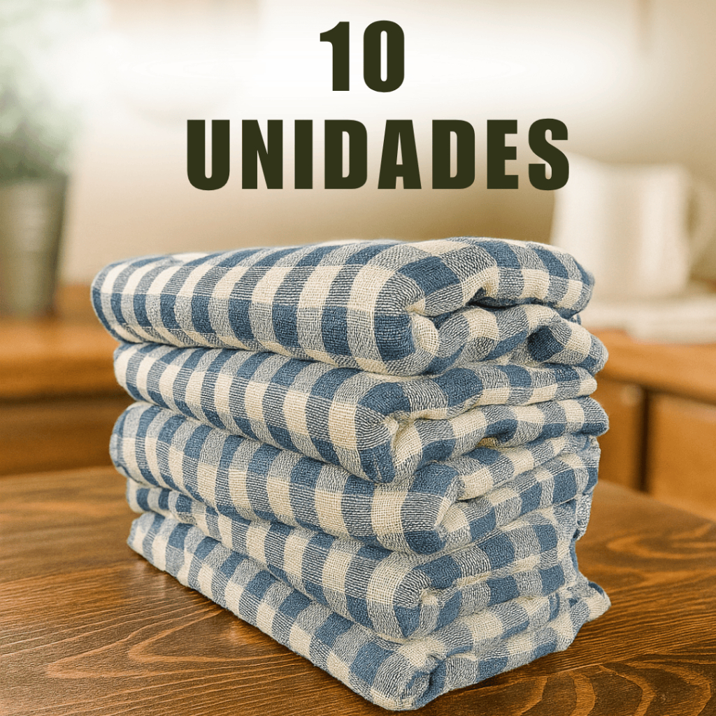 10 Panos de Chão Xadrez Grandes Duplo Algodão Grosso Reforçado