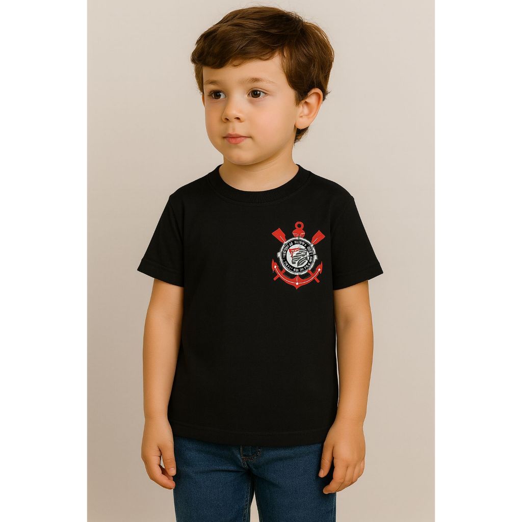 Personalize a sua Camiseta lnfantiI Timão Basica Estampada Camisa 100% Algodão Unissex - C0rinth1anS