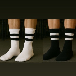 Meia Masculina Cano Alto Kit 3 a 12 Pares Confortável com Listras Ótima para Frio e Academia