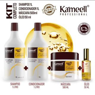 Kit collagen Shampoo Condicionador Purificador 1L Máscara Hidratação 500g Óleo Reparador 60ml em Oferta na Shopee
